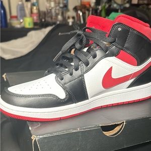Air Jordan 1 (2021) Mid Black Gym Red-9.5